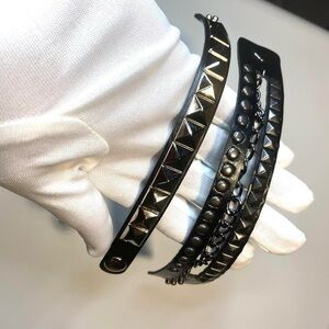 2 PCs Gothic faux leather Bracelets - Punk Grunge